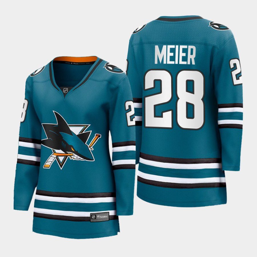 women sharks timo meier teal 2022 23 home premier breakaway jersey