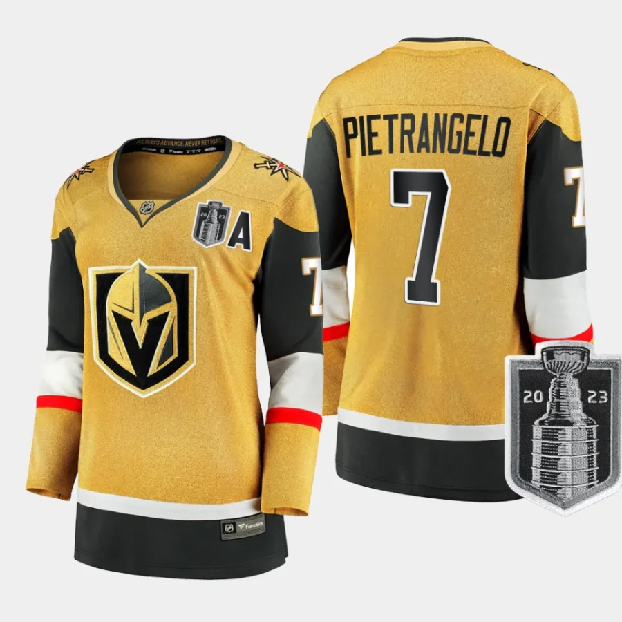 women vgk alex pietrangelo gold 2023 stanley cup final home jersey