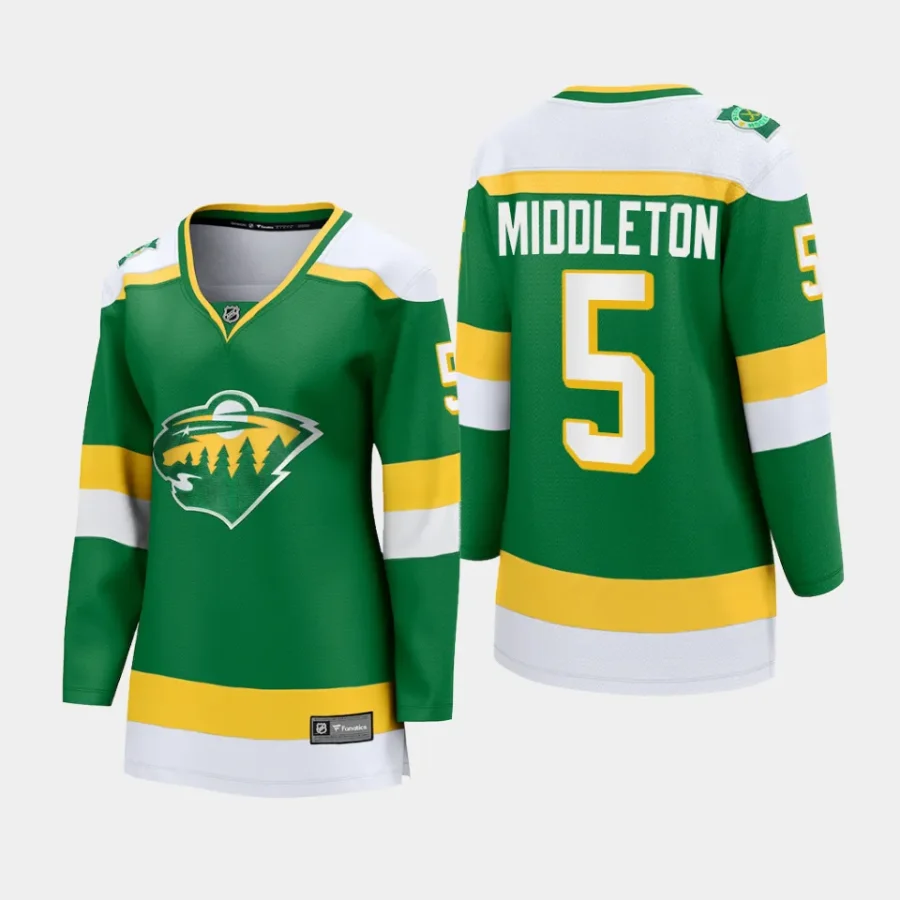 women wild jake middleton green 2023 24 alternate premier breakaway player jersey