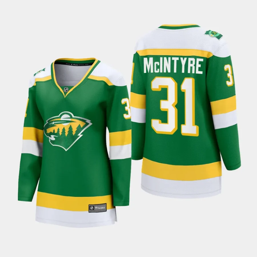 women wild zane mcintyre green 2023 24 alternate premier breakaway player jersey