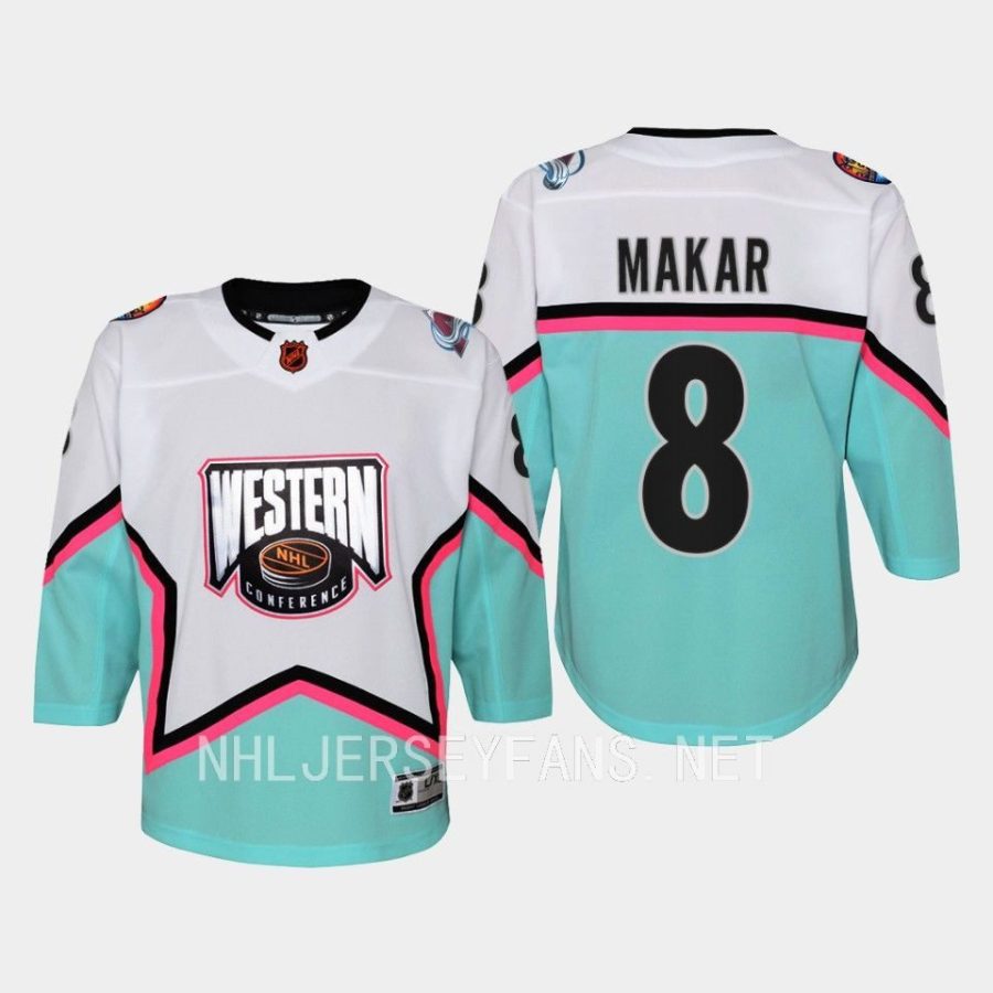 youth avalanche cale makar white 2023 nhl all star western conference premier jersey