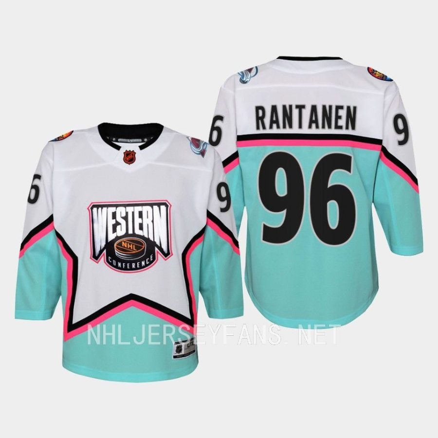 youth avalanche mikko rantanen white 2023 nhl all star western conference premier jersey