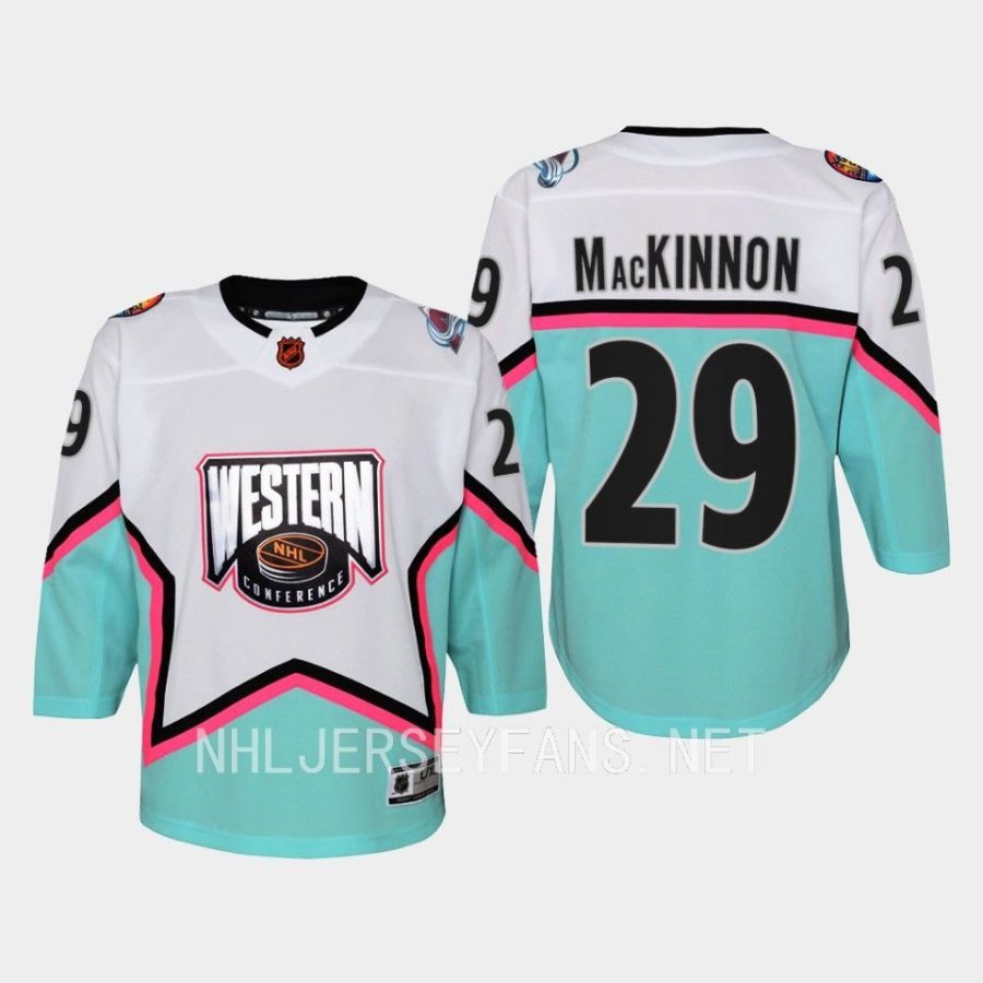 youth avalanche nathan mackinnon white 2023 nhl all star western conference premier jersey