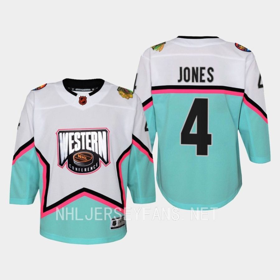 youth blackhawks seth jones white 2023 nhl all star western conference premier jersey