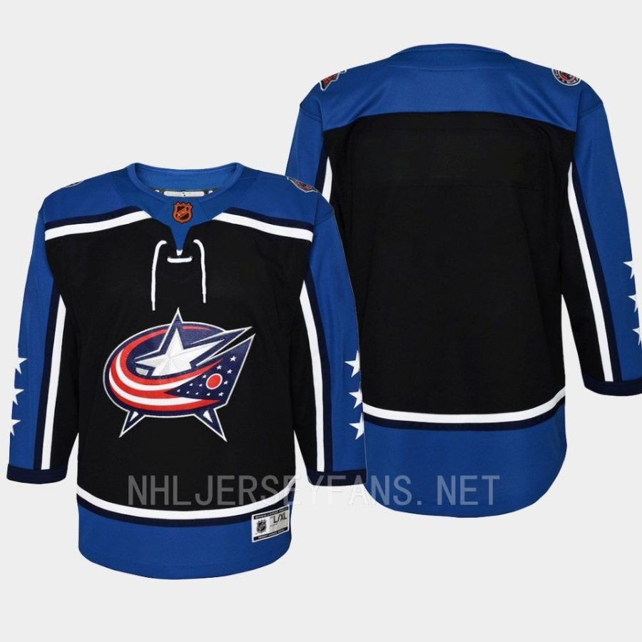 youth blue jackets blank black 2022 special edition 2.0 premier retro jersey