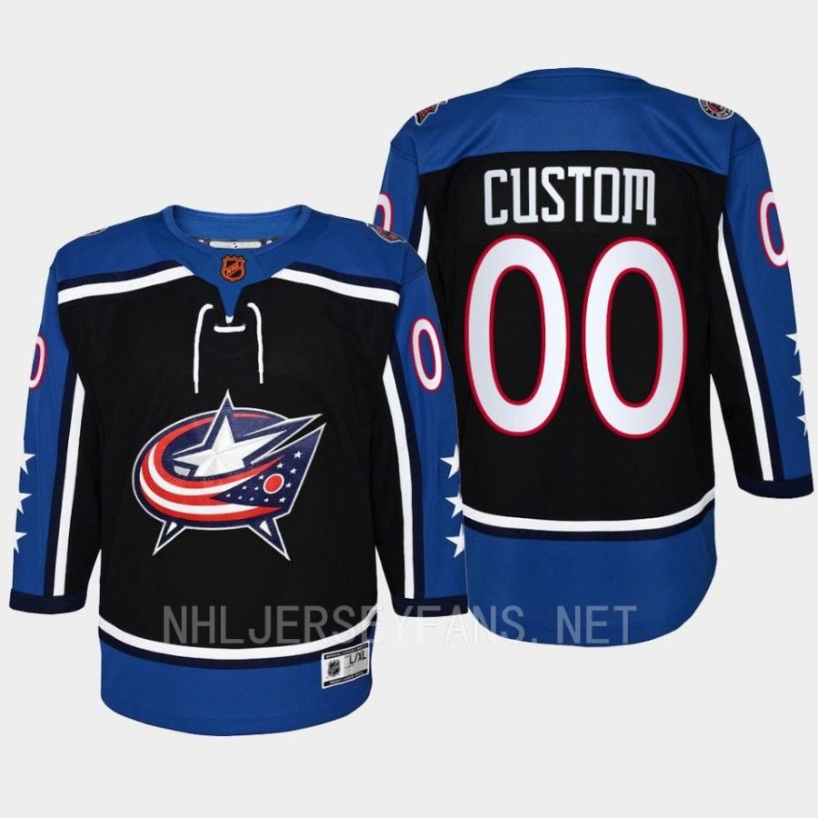 youth blue jackets custom navy 2022 special edition 2.0 premier retro jersey