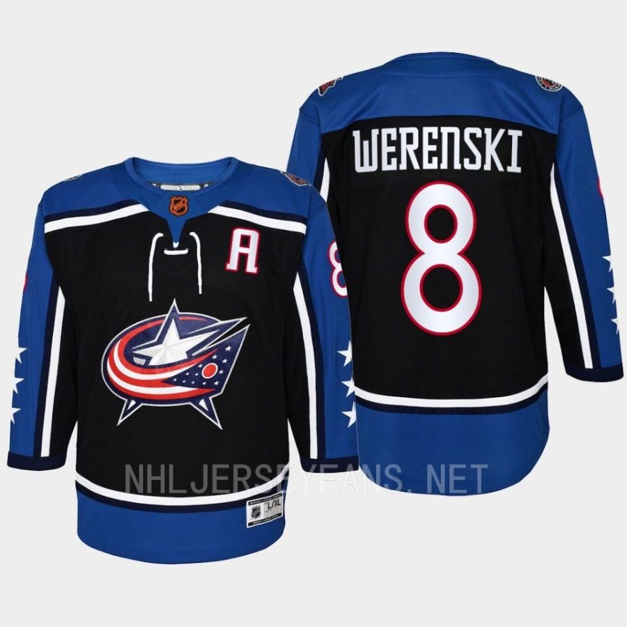 youth blue jackets zach werenski navy 2022 special edition 2.0 premier retro jersey