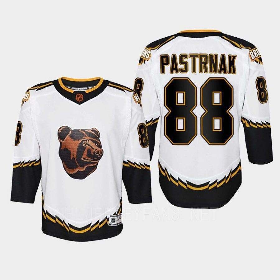 youth bruins david pastrnak white 2022 special edition 2.0 replica retro jersey