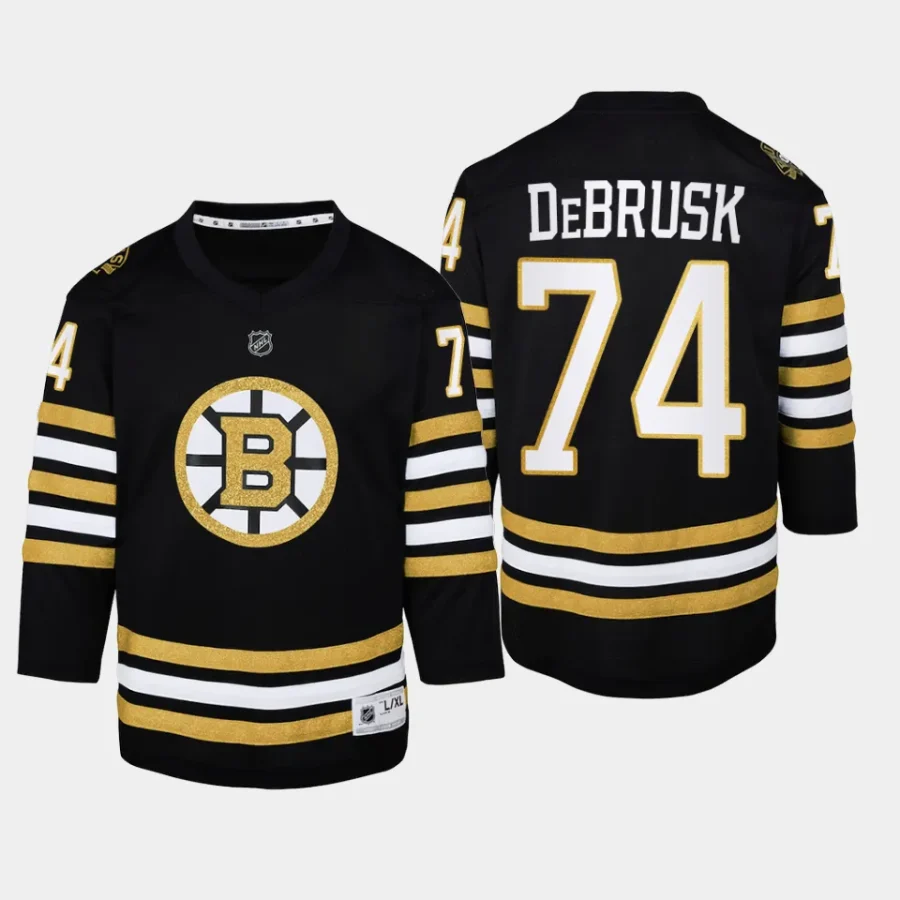 youth bruins jake debrusk black 2023 24 100th anniversary premier player jersey