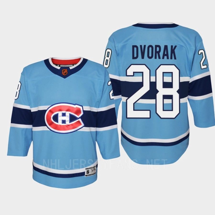 youth canadiens christian dvorak blue 2022 special edition 2.0 replica retro jersey