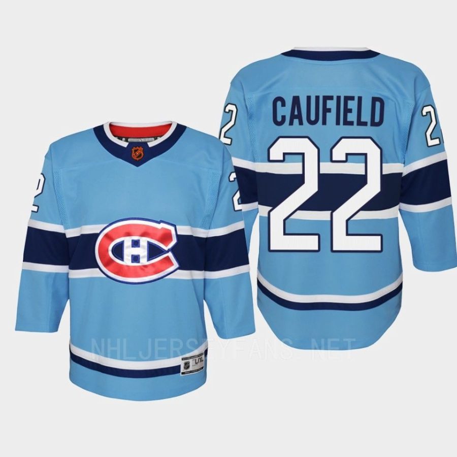 youth canadiens cole caufield blue 2022 special edition 2.0 replica retro jersey