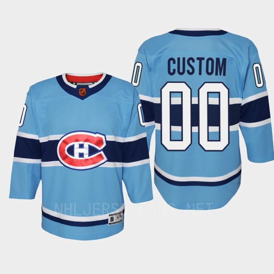 youth canadiens custom blue 2022 special edition 2.0 replica retro jersey