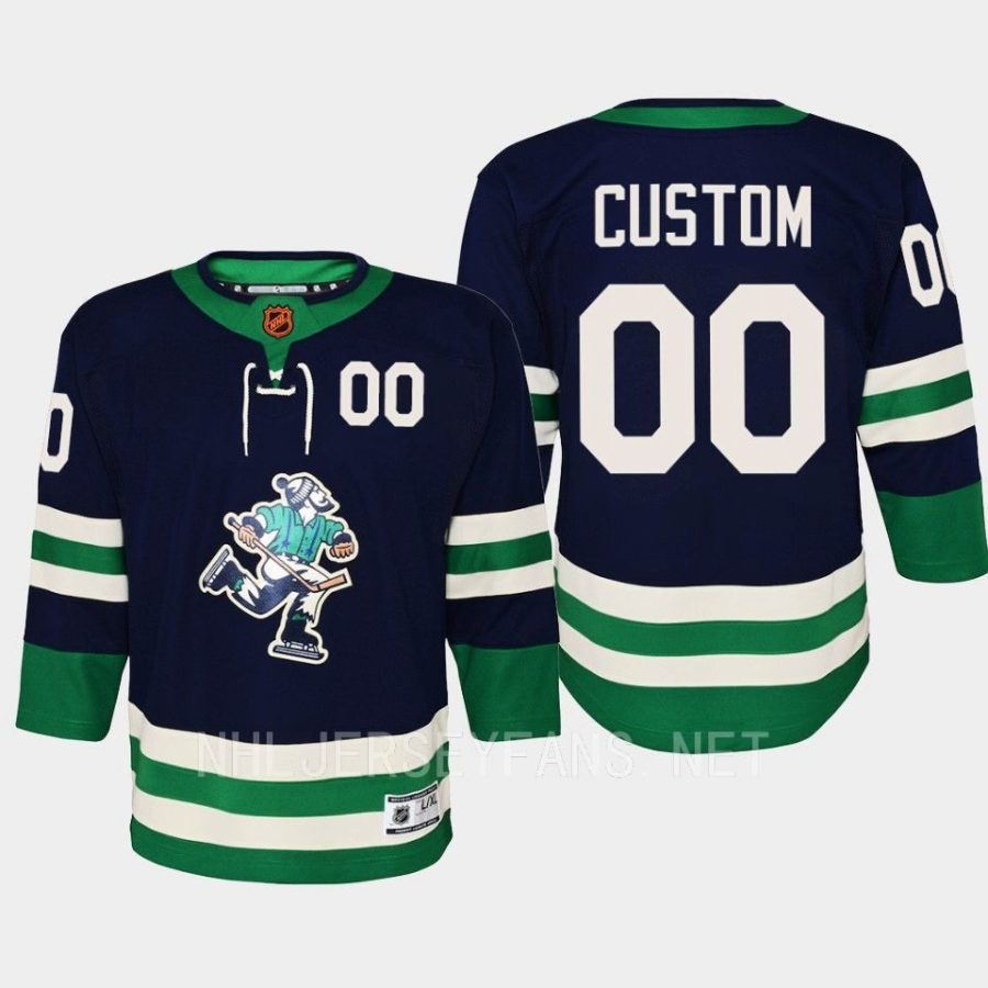 youth canucks custom navy 2022 special edition 2.0 premier retro jersey