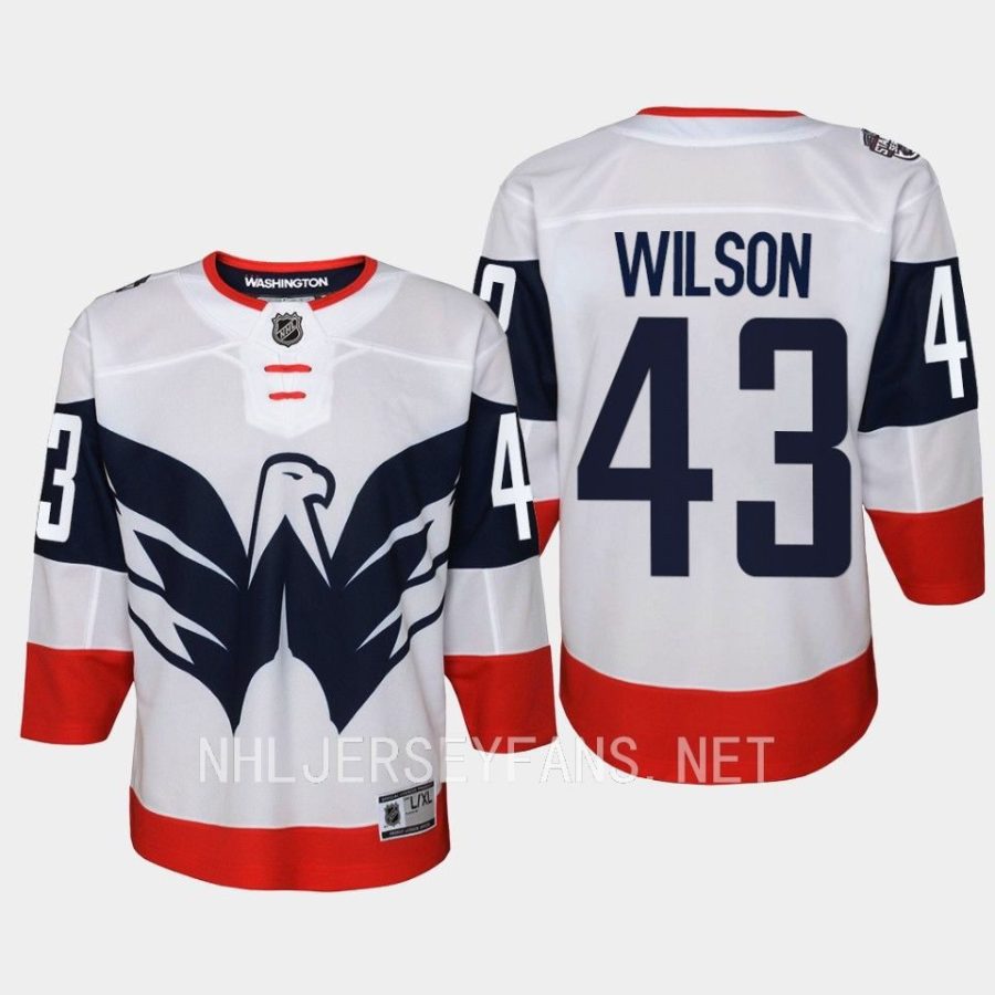 youth capitals tom wilson white 2023 nhl stadium series player jersey