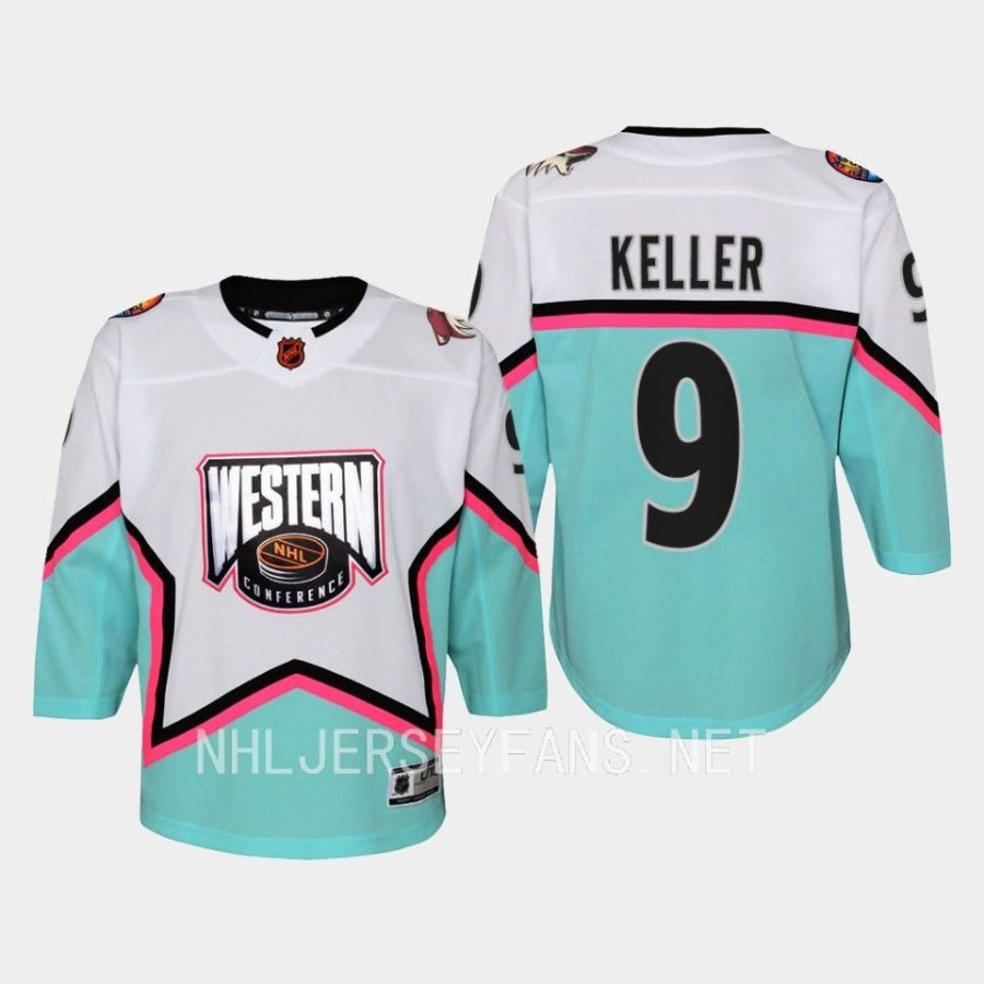 youth coyotes clayton keller white 2023 nhl all star western conference premier jersey