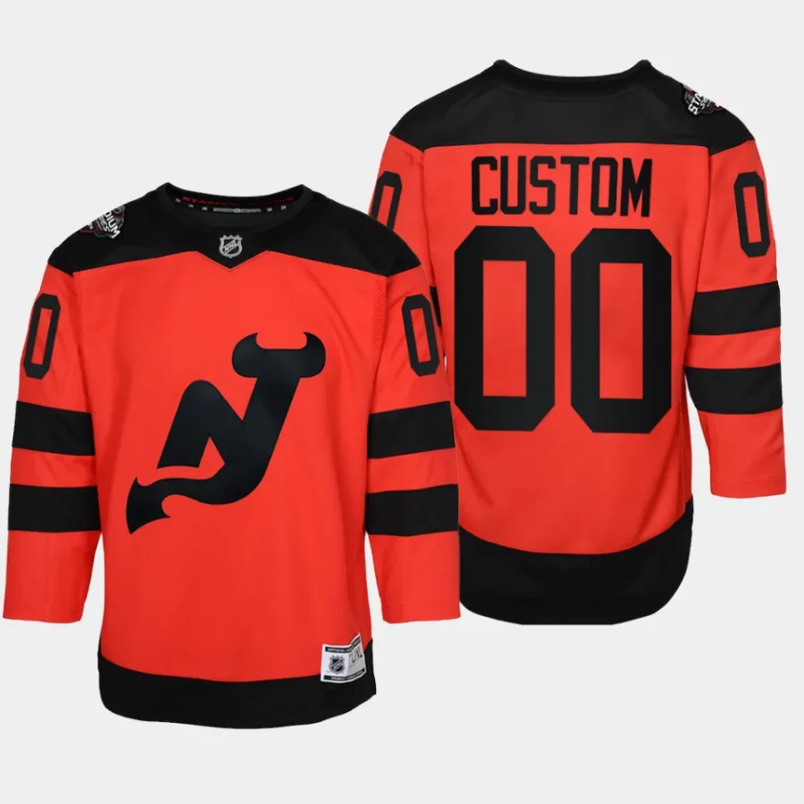 youth devils custom red 2024 nhl stadium series premier player jersey