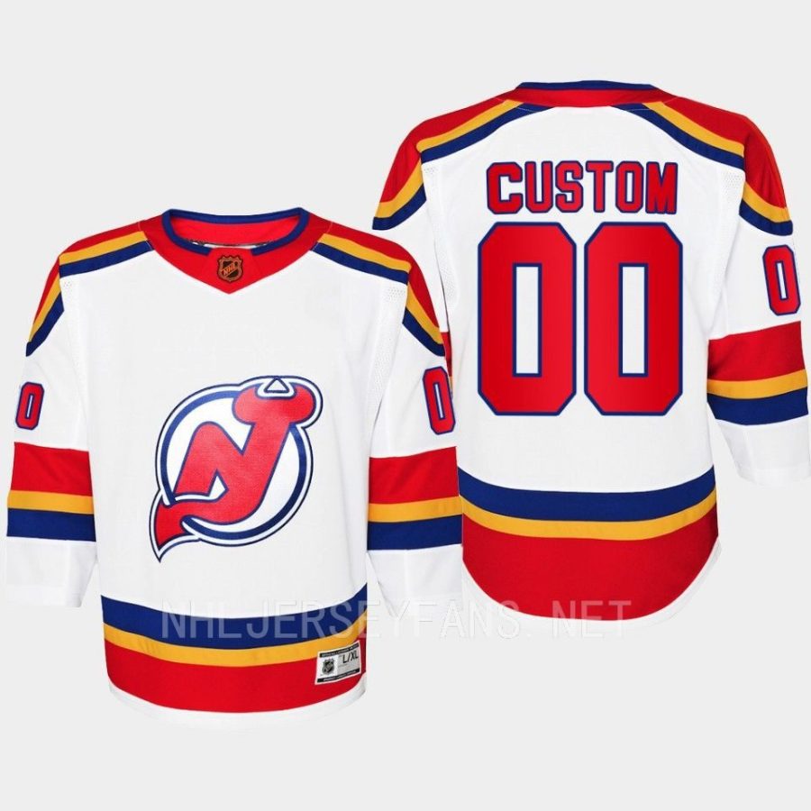 youth devils custom white 2022 special edition 2.0 premier retro jersey