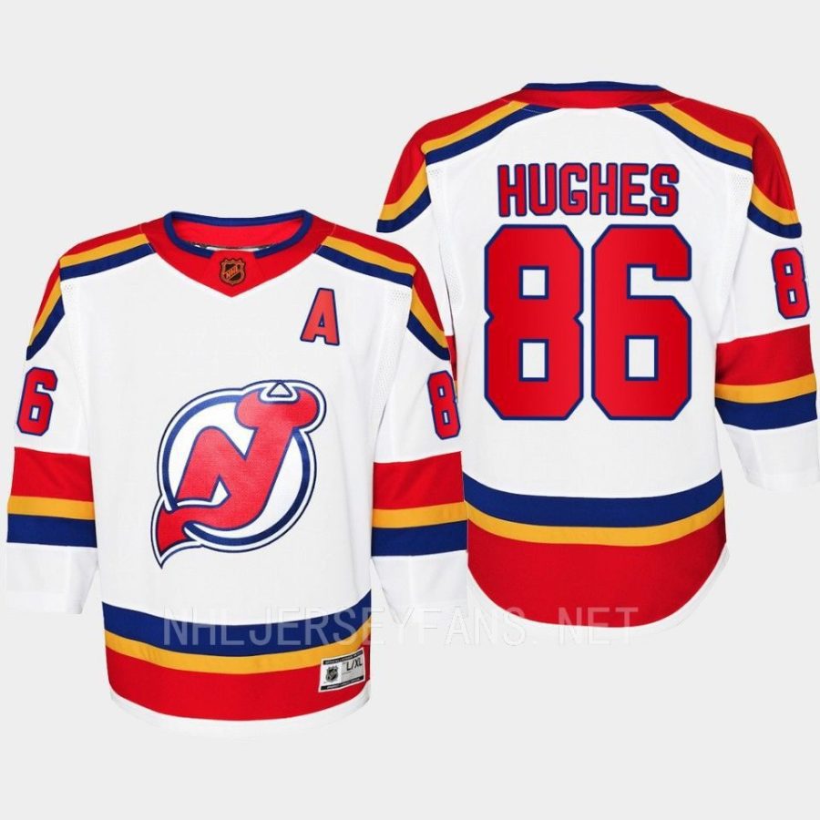 youth devils jack hughes white 2022 special edition 2.0 premier retro jersey