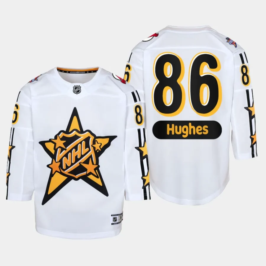 youth devils jack hughes white 2024 nhl all star game premier jersey