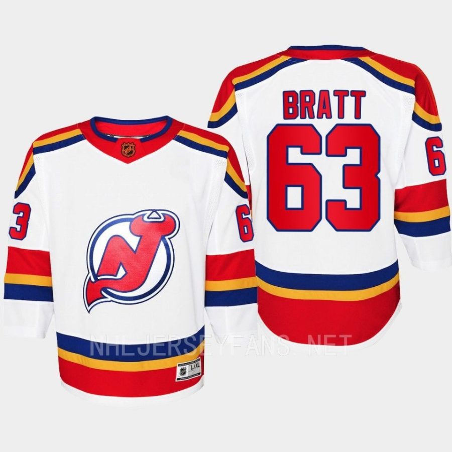 youth devils jesper bratt white 2022 special edition 2.0 premier retro jersey