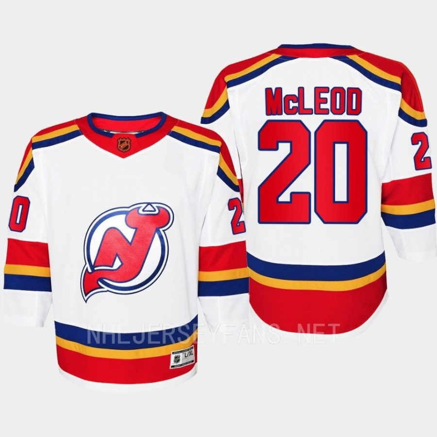 youth devils michael mcleod white 2022 special edition 2.0 premier retro jersey