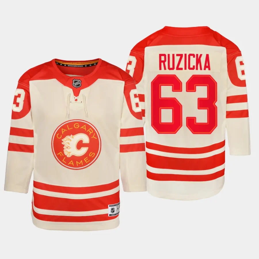 youth flames adam ruzicka cream 2023 nhl heritage classic premier player jersey