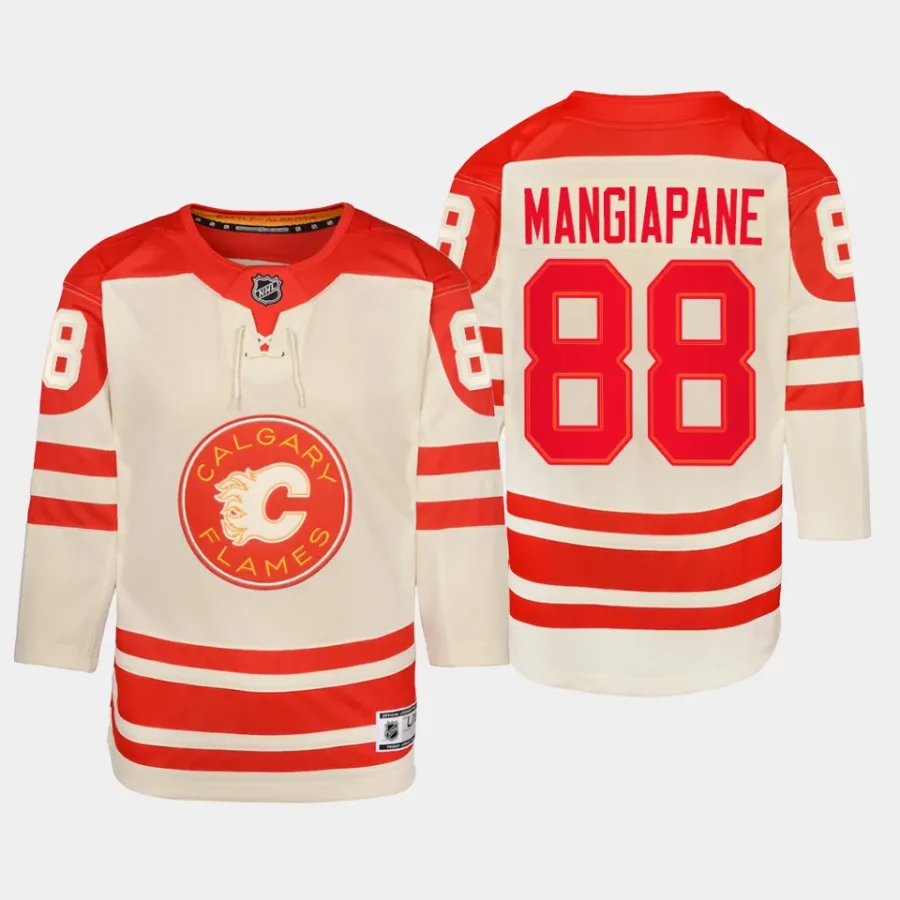 youth flames andrew mangiapane cream 2023 nhl heritage classic premier player jersey