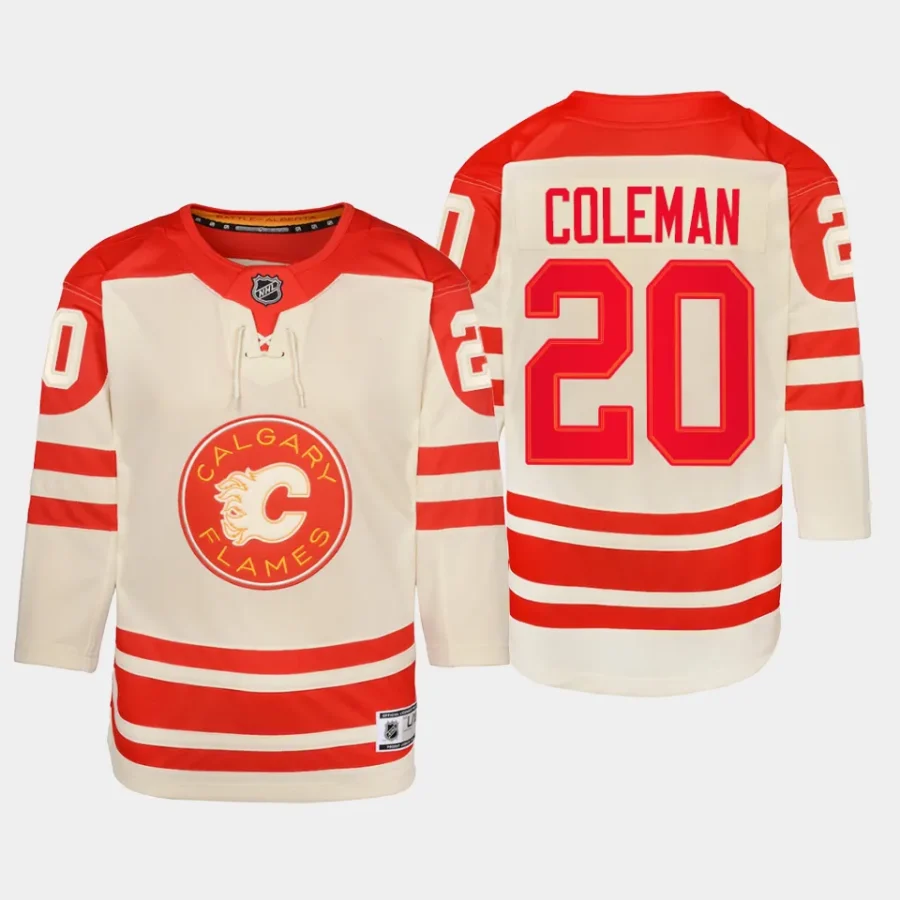 youth flames blake coleman cream 2023 nhl heritage classic premier player jersey