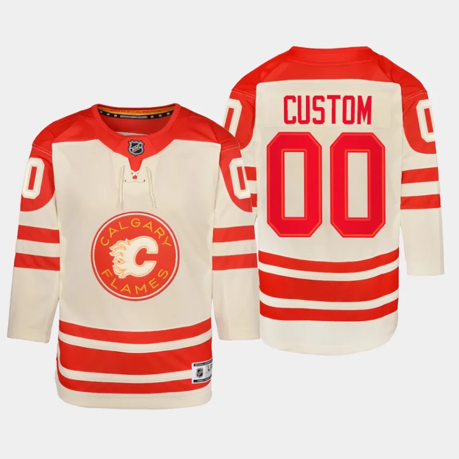 youth flames custom cream 2023 nhl heritage classic premier player jersey