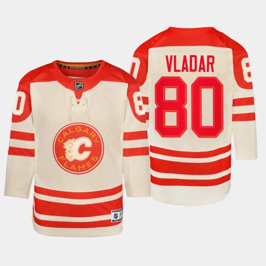 youth flames daniel vladar cream 2023 nhl heritage classic premier player jersey