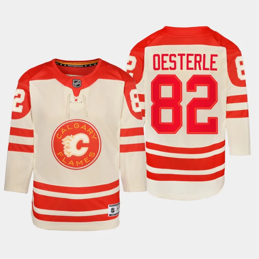 youth flames jordan oesterle cream 2023 nhl heritage classic premier player jersey