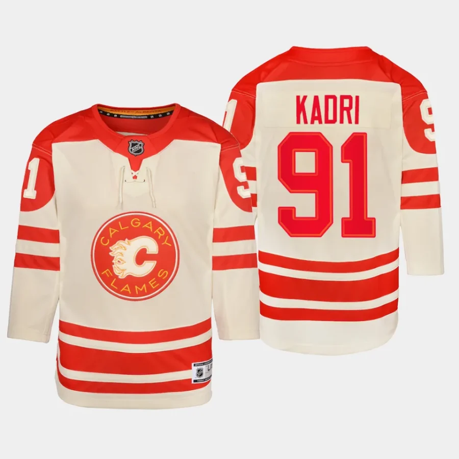 youth flames nazem kadri cream 2023 nhl heritage classic premier player jersey