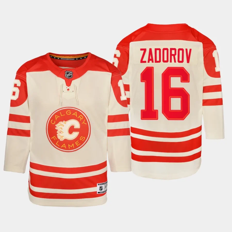 youth flames nikita zadorov cream 2023 nhl heritage classic premier player jersey