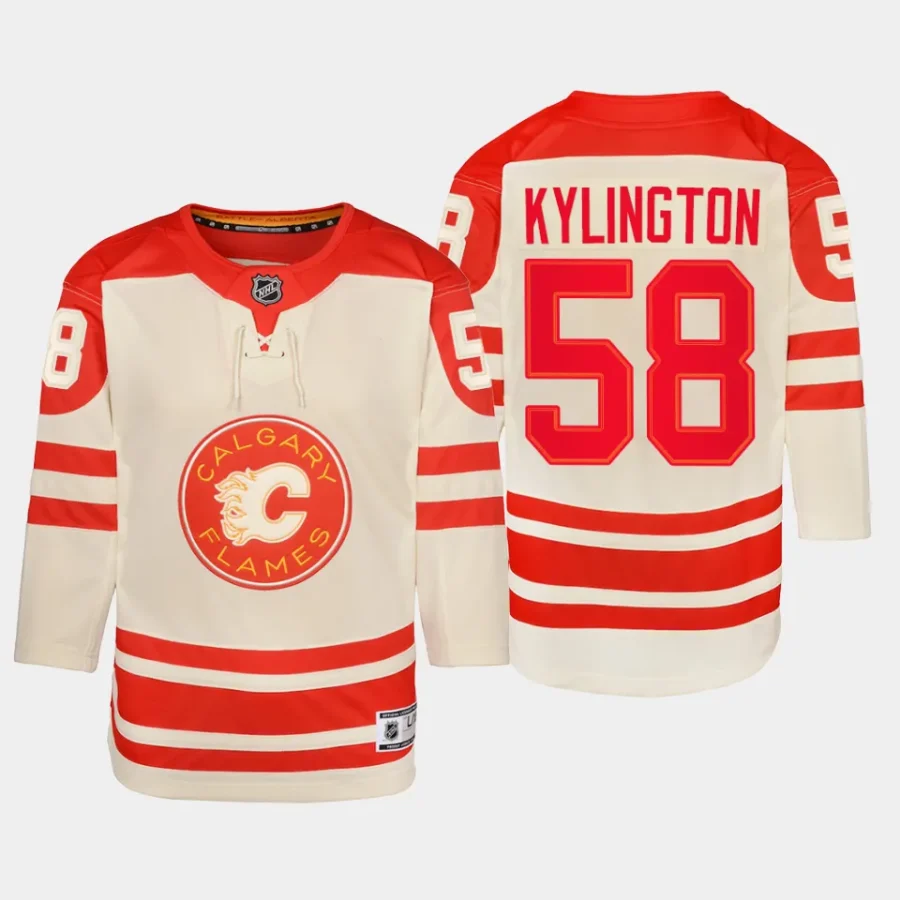 youth flames oliver kylington cream 2023 nhl heritage classic premier player jersey