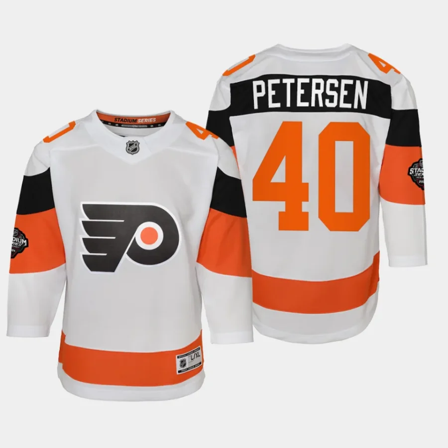 youth flyers cal petersen white 2024 nhl stadium series premier player jersey