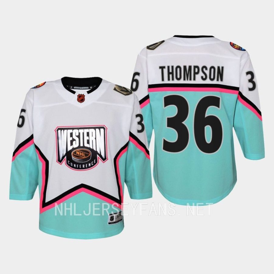 youth golden knights logan thompson white 2023 nhl all star western conference premier jersey