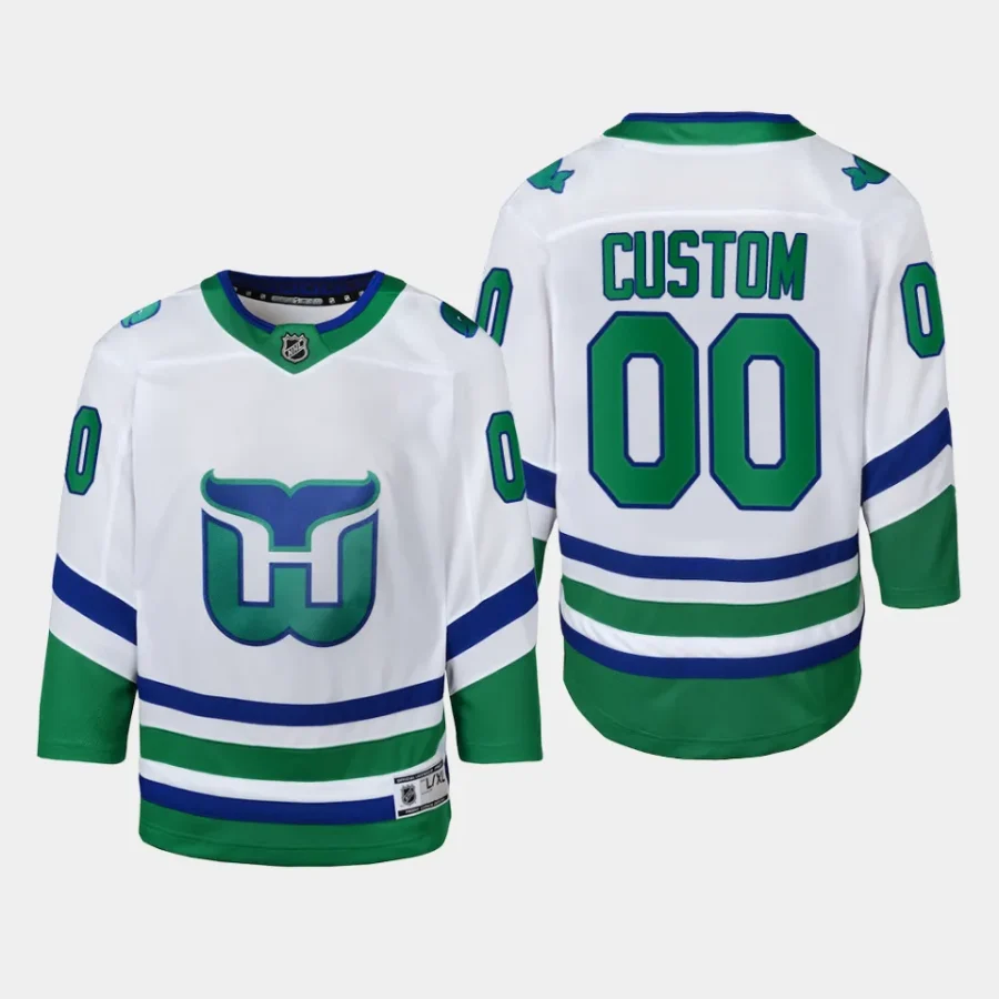 youth hurricanes custom white whalers replica jersey