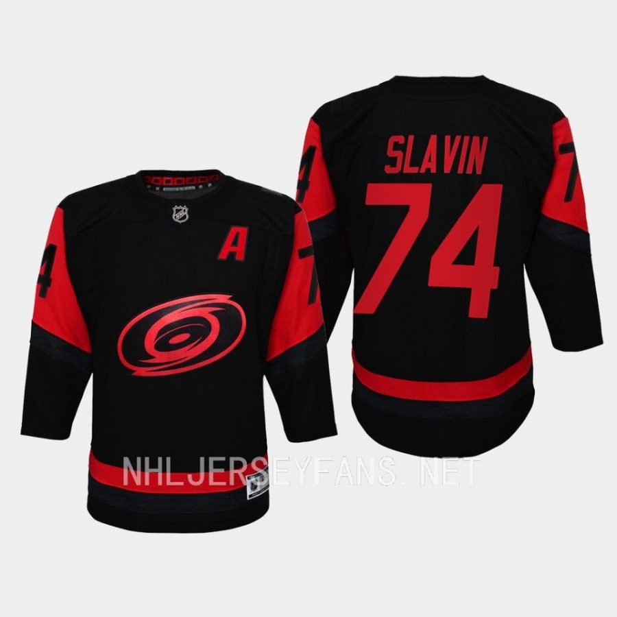 youth hurricanes jaccob slavin black 2023 nhl stadium series player jersey