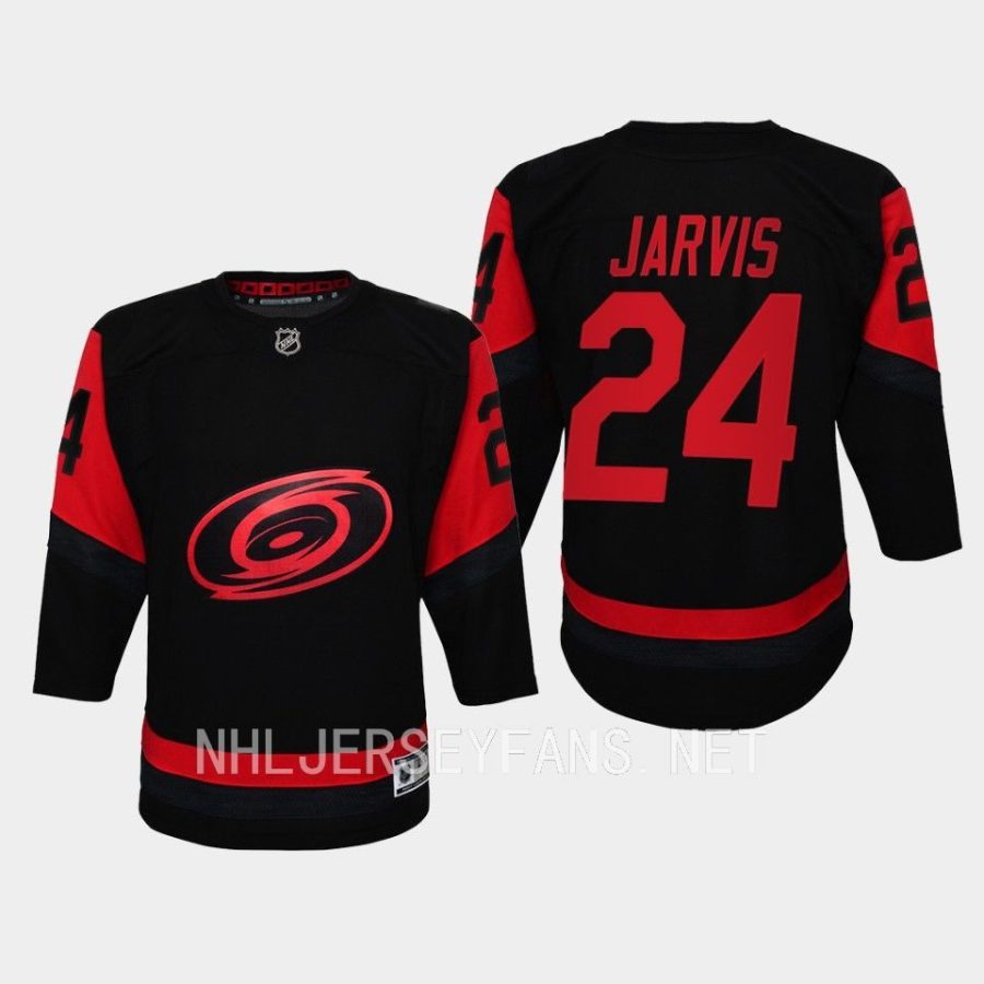 youth hurricanes seth jarvis black 2023 nhl stadium series player jersey