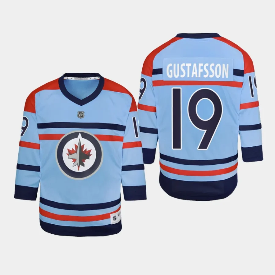 youth jets david gustafsson light blue 2023 24 rcaf centennial replica player jersey