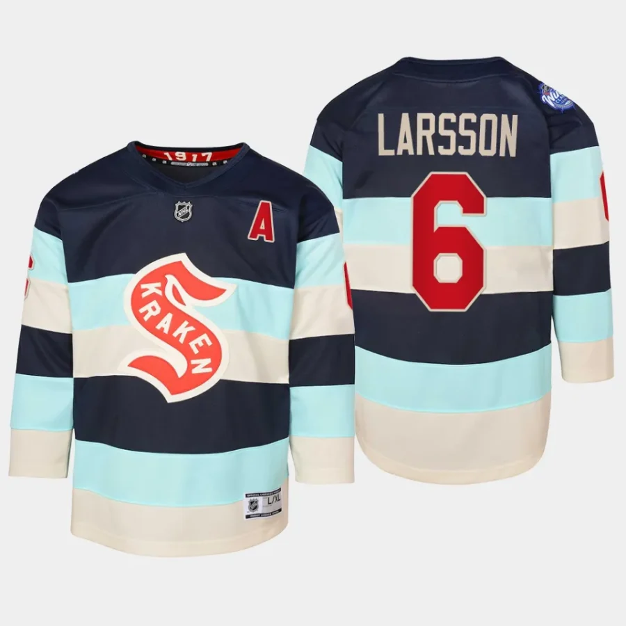 youth kraken adam larsson blue 2024 nhl winter classic premier player jersey