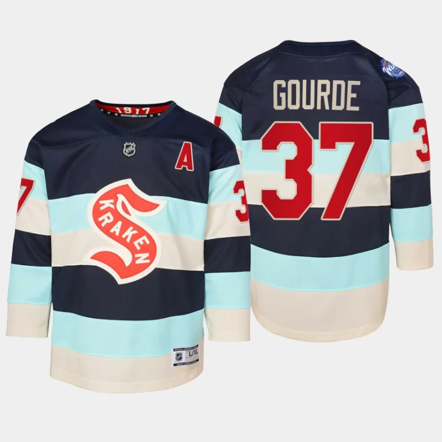 youth kraken yanni gourde blue 2024 nhl winter classic premier player jersey