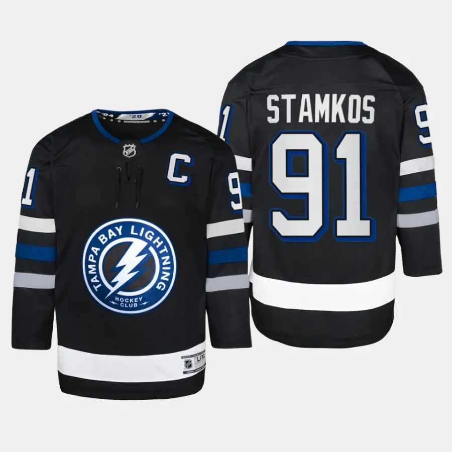 youth lightning steven stamkos black 2023 24 alternate premier player jersey