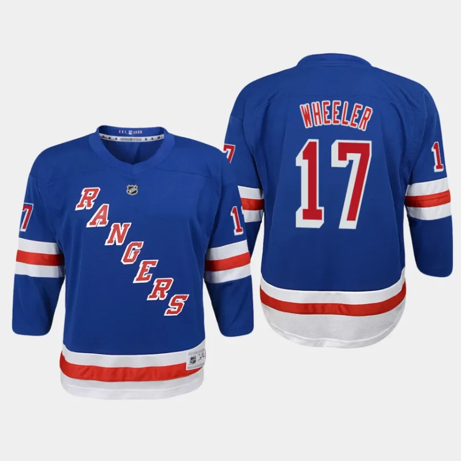 youth ny rangers blake wheeler blue home replica jersey