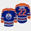 youth oilers tyson barrie royal 2022 23 home replica player jersey