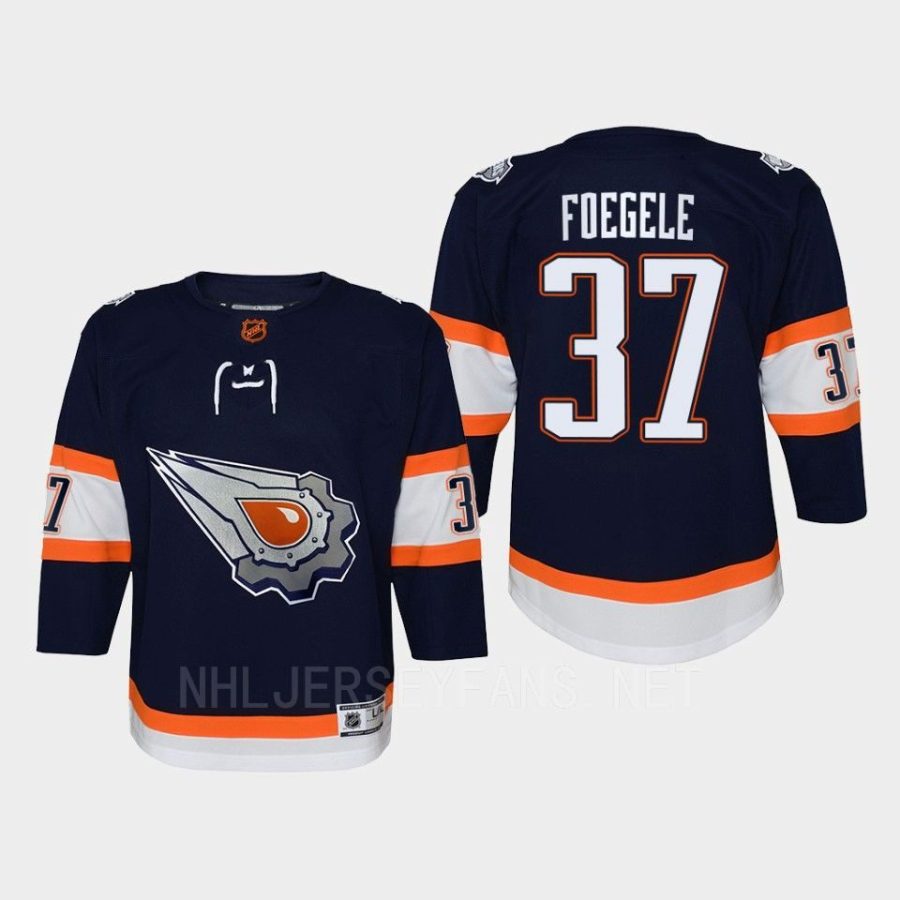 youth oilers warren foegele navy special edition 2.0 replica retro jersey