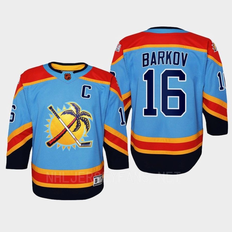 youth panthers aleksander barkov blue 2022 special edition 2.0 replica retro jersey