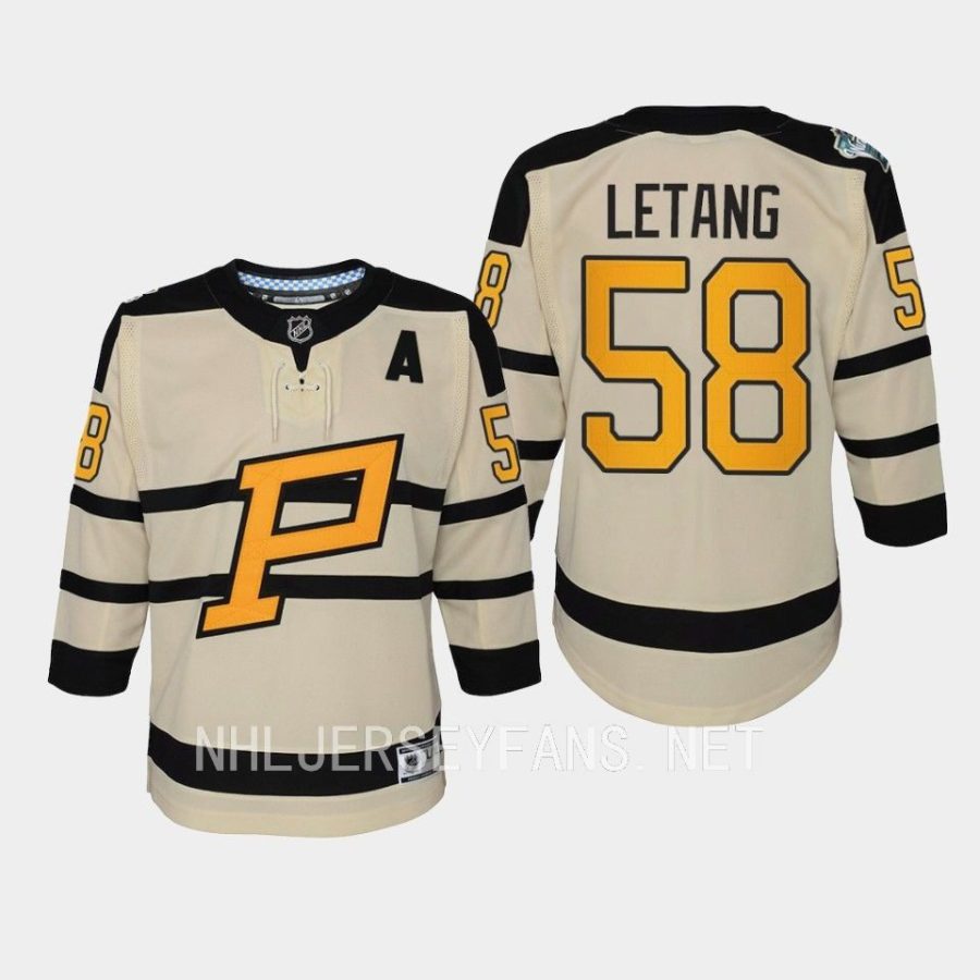 youth penguins kris letang cream 2023 winter classic premier jersey