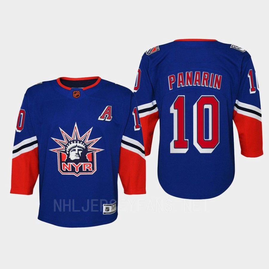 youth rangers artemi panarin blue 2022 special edition 2.0 replica retro jersey