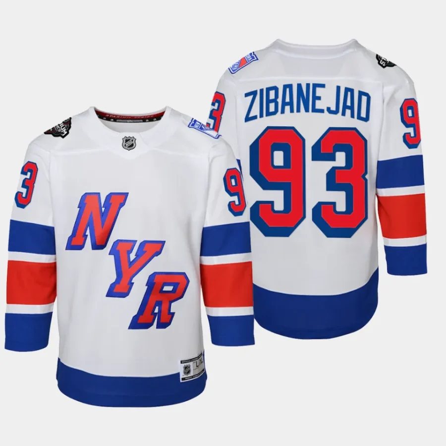 youth rangers mika zibanejad white 2024 nhl stadium series premier player jersey